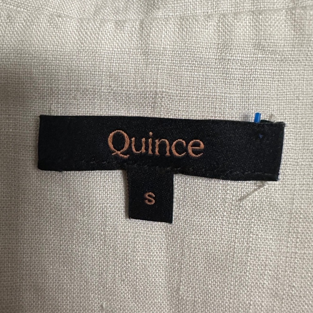 Quince Sand Off White 100% European Linen Short Sleeve Camp Shirt Button Down S - Picture 2 of 6